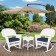 3pc White Rocker Wicker Chair Set With Midnight Blue Cushion