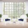 3pc White Rocker Wicker Chair Set With Midnight Blue Cushion