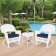 3pc White Rocker Wicker Chair Set With Midnight Blue Cushion
