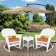 3pc White Rocker Wicker Chair Set With Orange Cushion