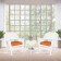 3pc White Rocker Wicker Chair Set With Orange Cushion