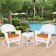 3pc White Rocker Wicker Chair Set With Orange Cushion