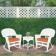 3pc White Rocker Wicker Chair Set With Orange Cushion