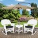 3pc White Rocker Wicker Chair Set With Black Cushion