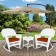 3pc White Rocker Wicker Chair Set With Brick Red Cushion