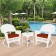 3pc White Rocker Wicker Chair Set With Brick Red Cushion