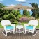 3pc White Rocker Wicker Chair Set With Sky Blue Cushion