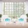 3pc White Rocker Wicker Chair Set With Sky Blue Cushion