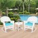 3pc White Rocker Wicker Chair Set With Sky Blue Cushion