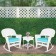3pc White Rocker Wicker Chair Set With Sky Blue Cushion