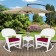 3pc White Rocker Wicker Chair Set With Red Cushion