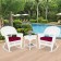 3pc White Rocker Wicker Chair Set With Red Cushion