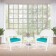 3pc White Rocker Wicker Chair Set With Turquoise Cushion