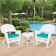 3pc White Rocker Wicker Chair Set With Turquoise Cushion