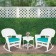 3pc White Rocker Wicker Chair Set With Turquoise Cushion