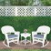3pc White Rocker Wicker Chair Set With Steel Blue Cushion