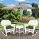 3pc White Rocker Wicker Chair Set With Hunter Green Cushion