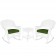 3pc White Rocker Wicker Chair Set With Hunter Green Cushion