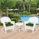 3pc White Rocker Wicker Chair Set With Hunter Green Cushion