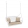 White Resin Wicker Porch Swing with Tan Cushion