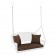 White Resin Wicker Porch Swing with Brown Cushion
