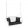 White Resin Wicker Porch Swing with Black Cushion