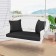 White Resin Wicker Porch Swing with Black Cushion