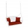 White Resin Wicker Porch Swing with Brick Red Cushion