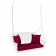 White Resin Wicker Porch Swing with Red Cushion