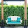 White Resin Wicker Porch Swing with Turquoise Cushion