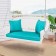 White Resin Wicker Porch Swing with Turquoise Cushion