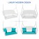 White Resin Wicker Porch Swing with Turquoise Cushion