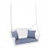 White Resin Wicker Porch Swing with Steel Blue Cushion