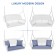 White Resin Wicker Porch Swing with Steel Blue Cushion