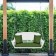White Resin Wicker Porch Swing with Hunter Green Cushion