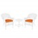 White Wicker Chair And End Table Set With Orange Chair Cushion