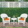 White Wicker Chair And End Table Set With Orange Chair Cushion