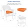 White Wicker Chair And End Table Set With Orange Chair Cushion