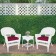 White Wicker Chair And End Table Set With Red Chair Cushion