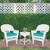 White Wicker Chair And End Table Set With Turquoise Chair Cushion