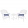 White Wicker Chair And End Table Set With Steel Blue Chair Cushion