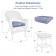 White Wicker Chair And End Table Set With Steel Blue Chair Cushion