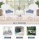 White Wicker Chair And End Table Set With Steel Blue Chair Cushion