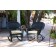 Black Rocker Wicker Chair with Ivory Cushion -  Set of 2