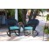 Black Rocker Wicker Chair with Sky Blue Cushion -  Set of 2