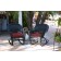 Black Rocker Wicker Chair with Red Cushion -  Set of 2