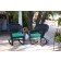 Black Rocker Wicker Chair with Turquoise Cushion -  Set of 2