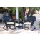 3pc Black Rocker Wicker Chair Set With Ivory Cushion