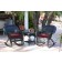 3pc Black Rocker Wicker Chair Set With Red Cushion