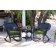 3pc Black Rocker Wicker Chair Set With Hunter Green Cushion